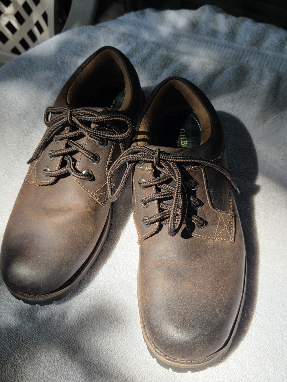 Mens G.H. Bass & Co. Dark Brown Leather Lace-Up Derbys Size 10